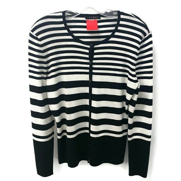 Cyrus Black & White Stripe Long Sleeve Cardigan - Picture 1 of 2